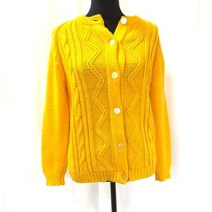 Vintage 1960s Sunny Yellow Cable Knit Sweater